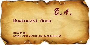 Budinszki Anna névjegykártya